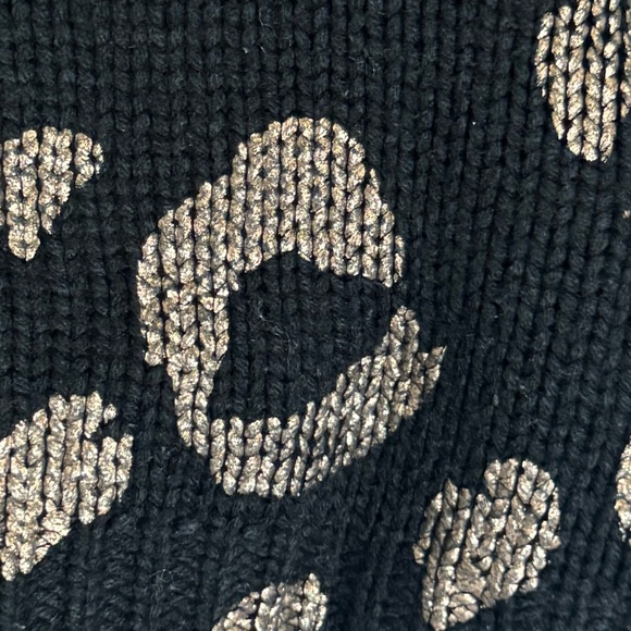 Leopard Print Black and Metallic Tan Oversize Sweater - Picture 3 of 5